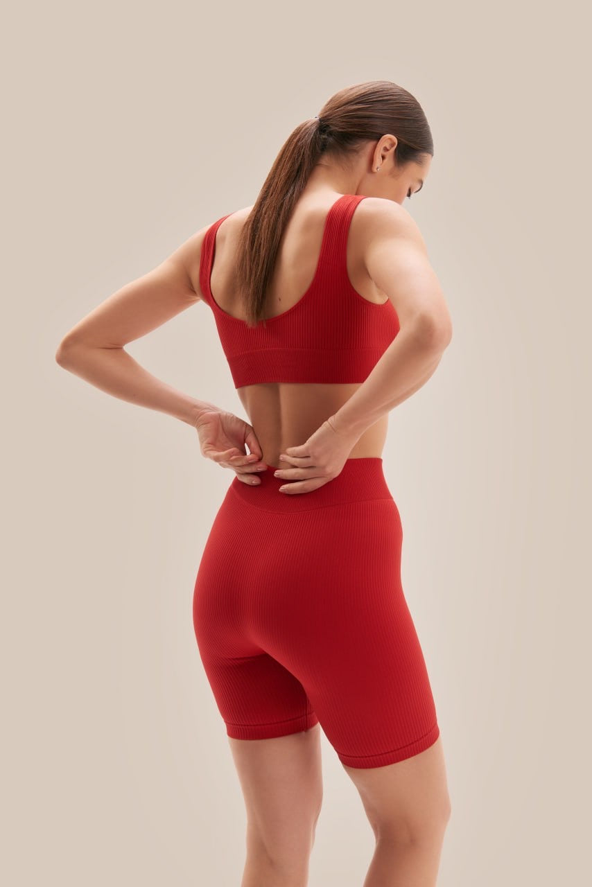 Дамски къси клинчета от рипсено кадифе - Apple Red