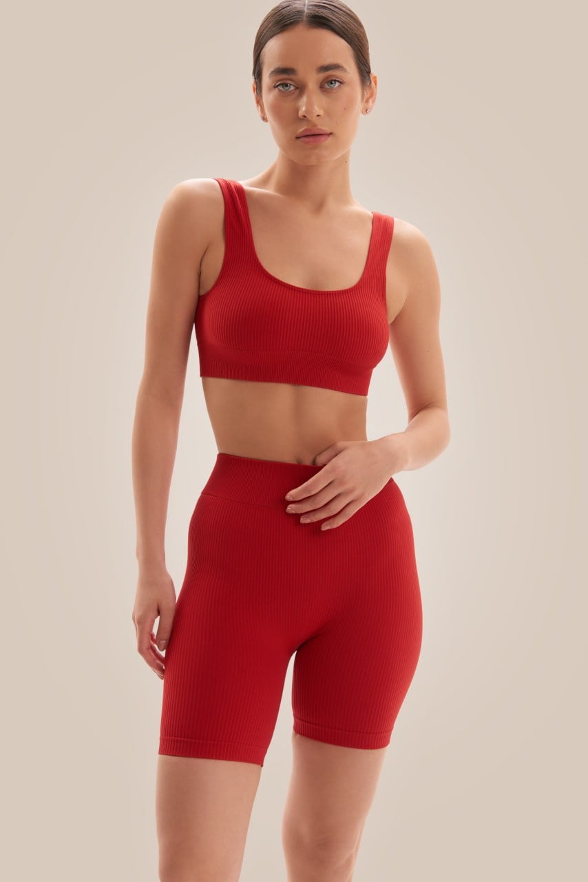Дамски къси клинчета от рипсено кадифе - Apple Red