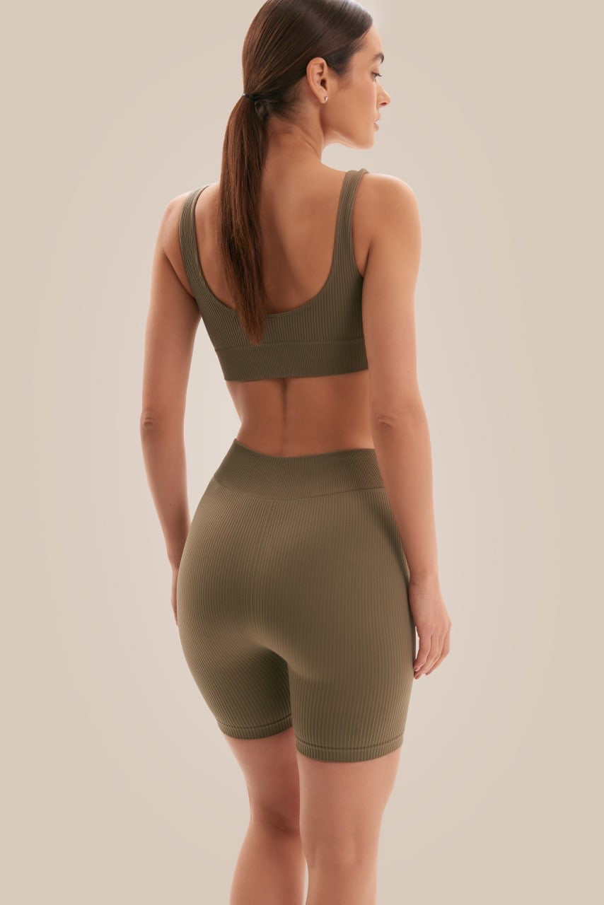 Дамски къси клинове с набрана материя - Khaki