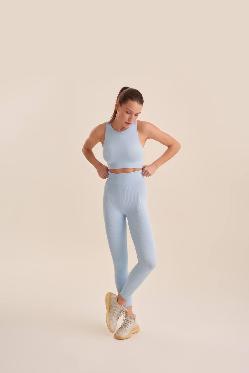 Women's Ribbed Leggings — Cerulean
