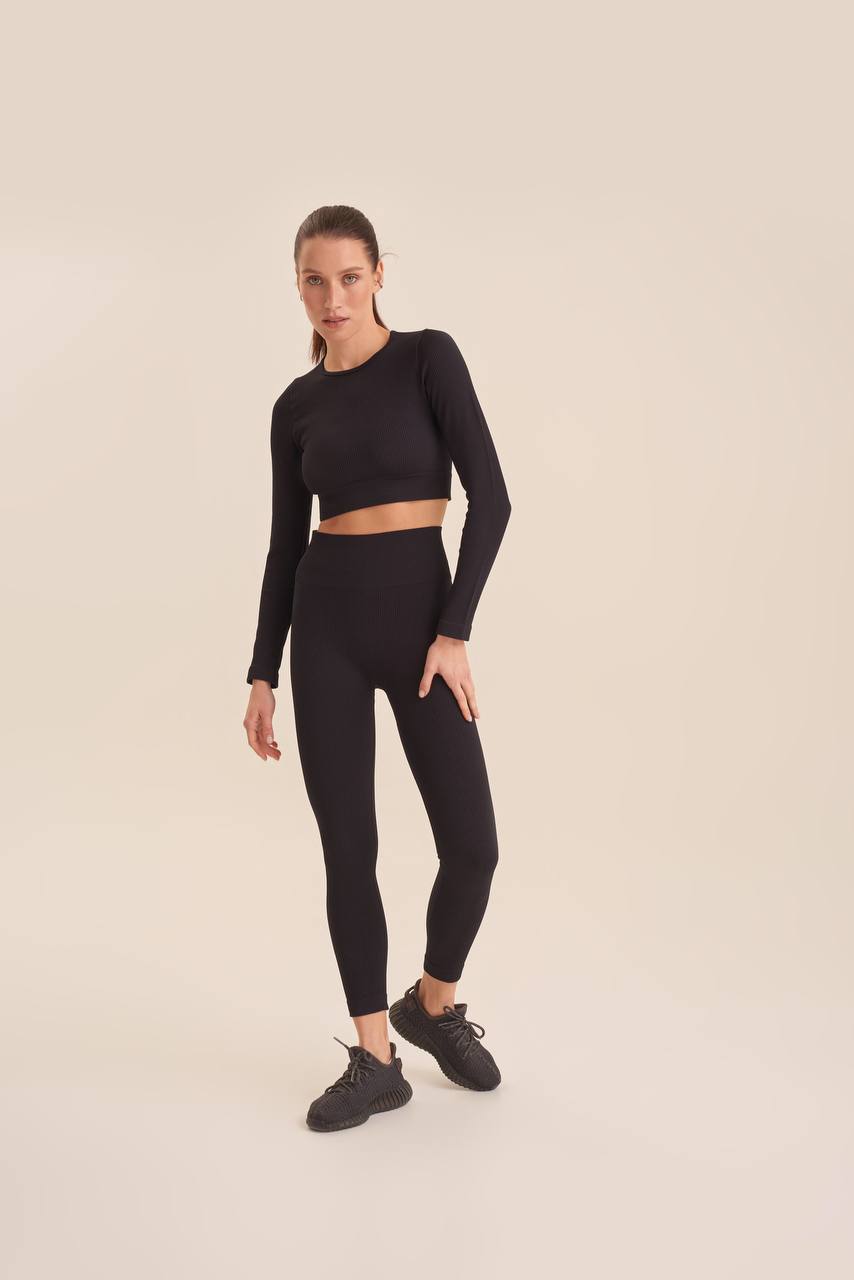 Women's Ribbed Leggings — Black