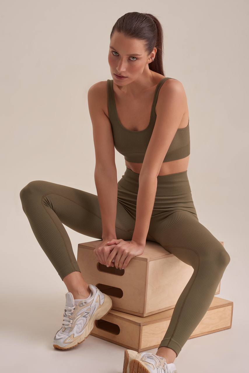 Women's Ribbed Leggings — Khaki