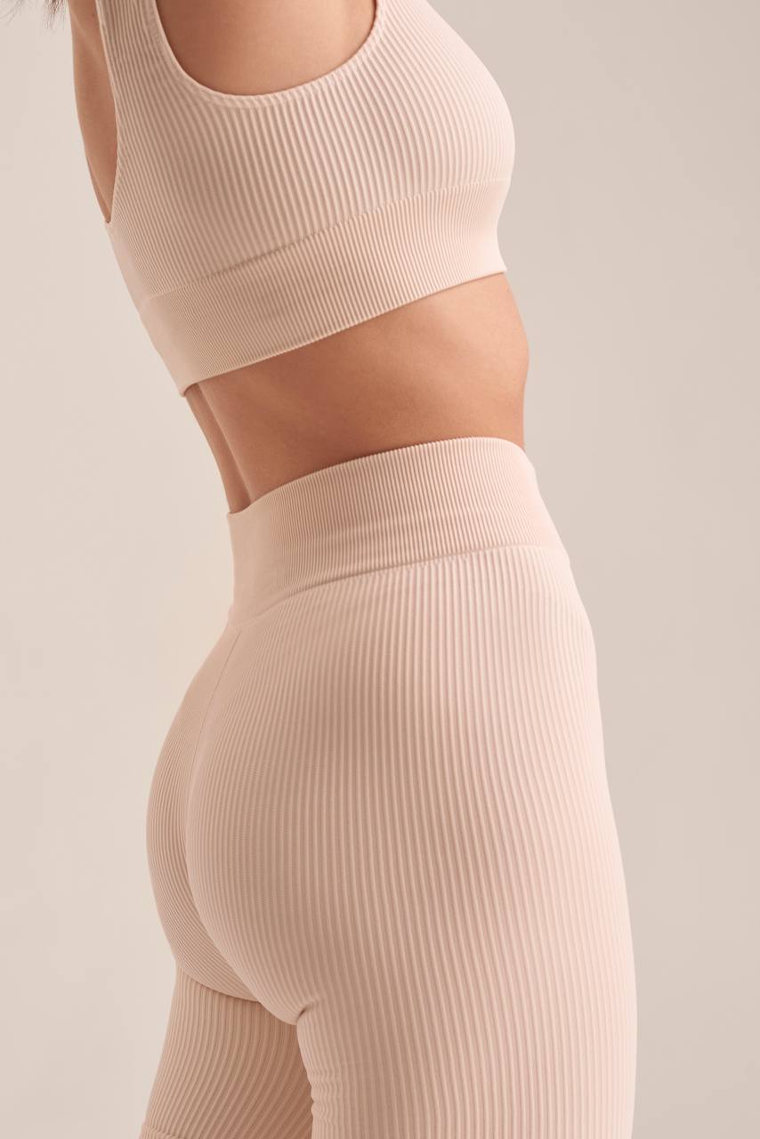 Women's Ribbed Leggings - Creme