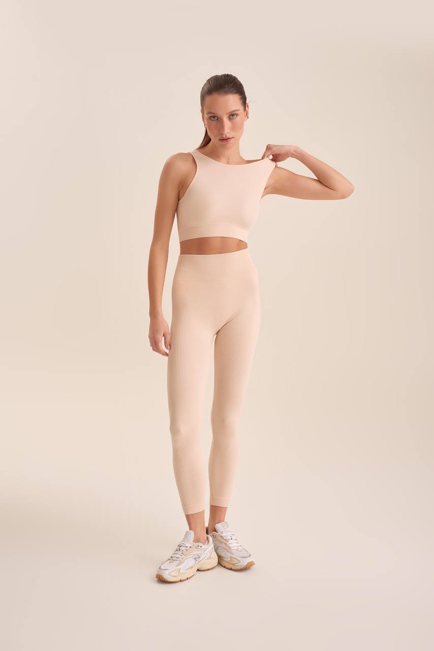 Women's Ribbed Leggings - Creme