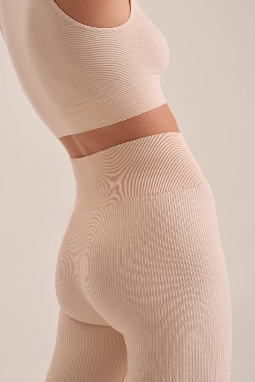 Women's Ribbed Leggings - Creme